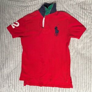 Ralph Lauren Polo Rugby Shirt - Red with Navy Big Pony no. 2